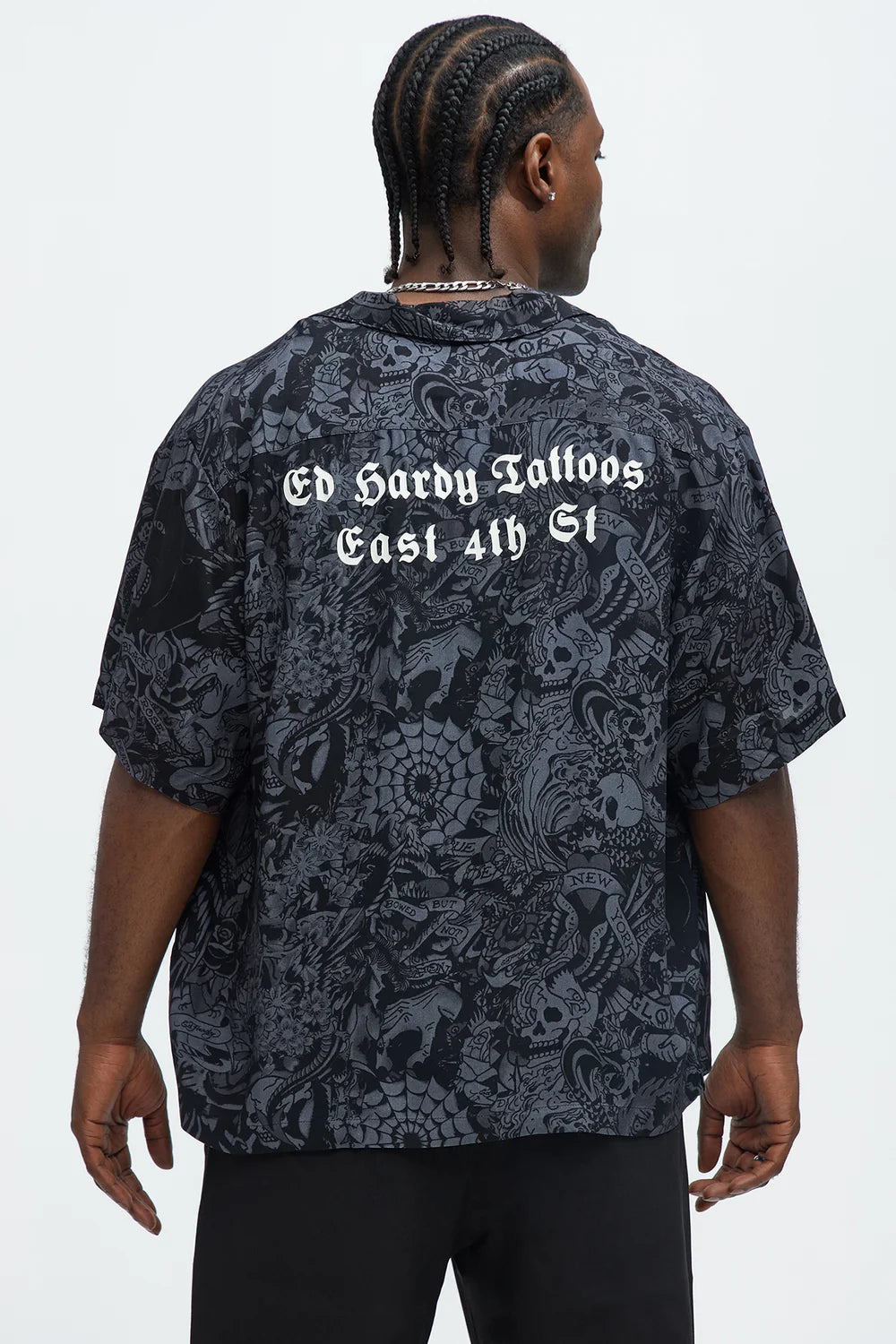 ED HARDY COBRA FLAME CAMP SHIRT