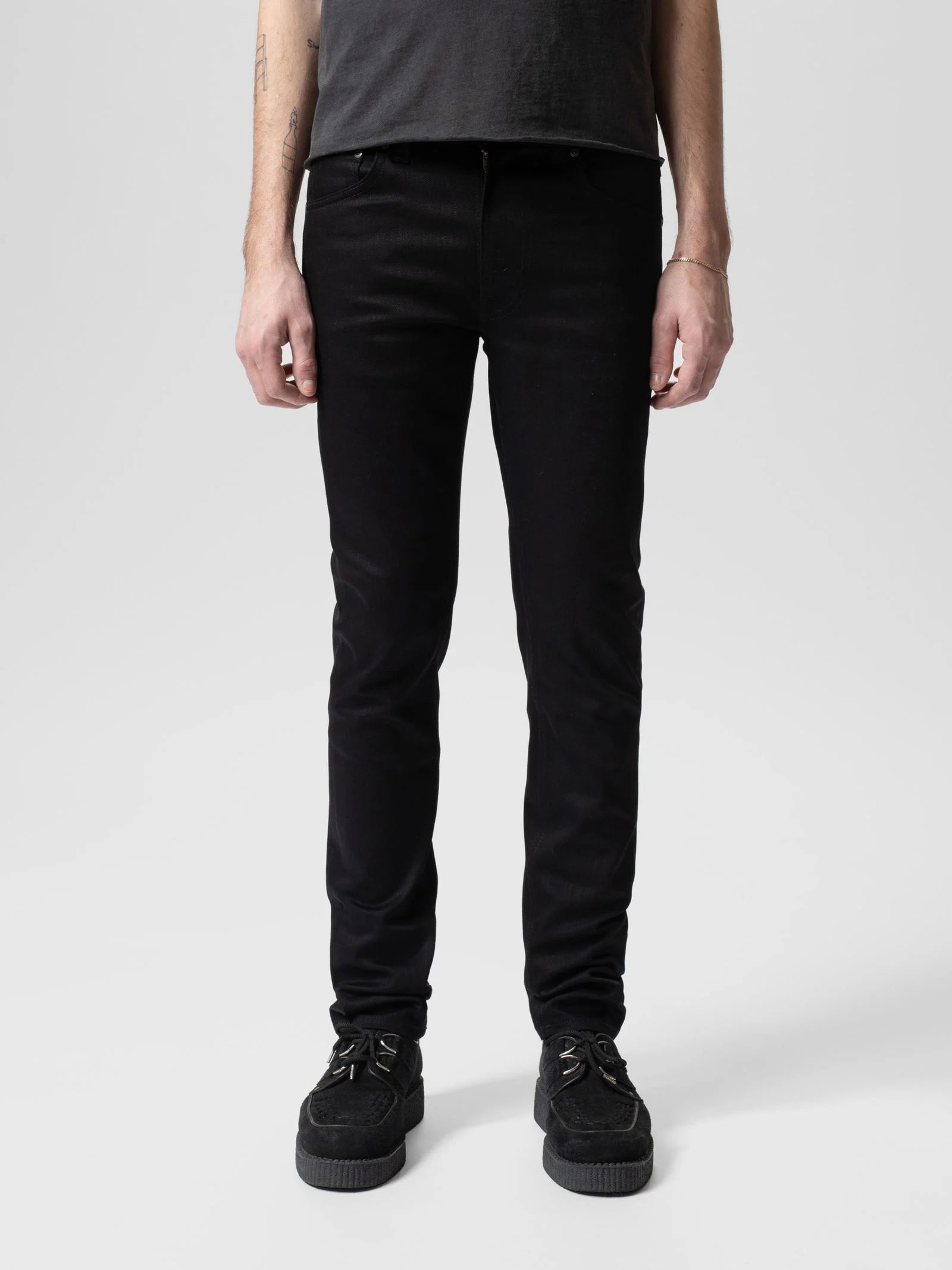 NUDIE JEANS LEAN DEAN DRY EVERBLACK COMFORT STRETCH DENIM