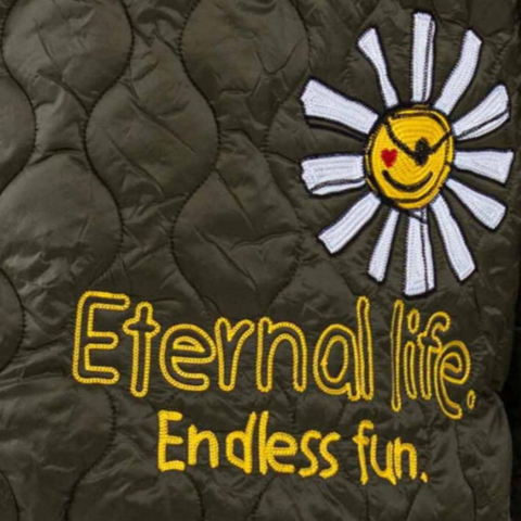 FIRST ROW VARSITY INSPIRED QUILTED JACKET OLIVE