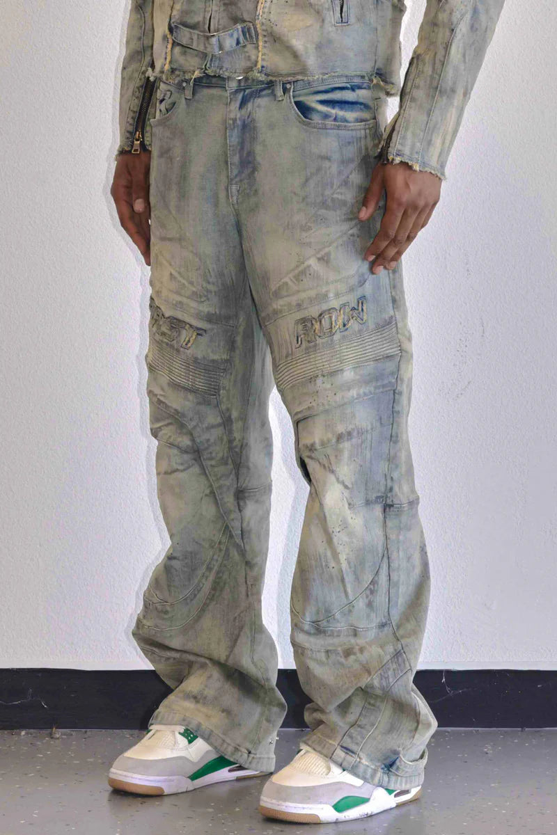 FIRST ROW MOTOR RACING Y2K DENIM PANTS