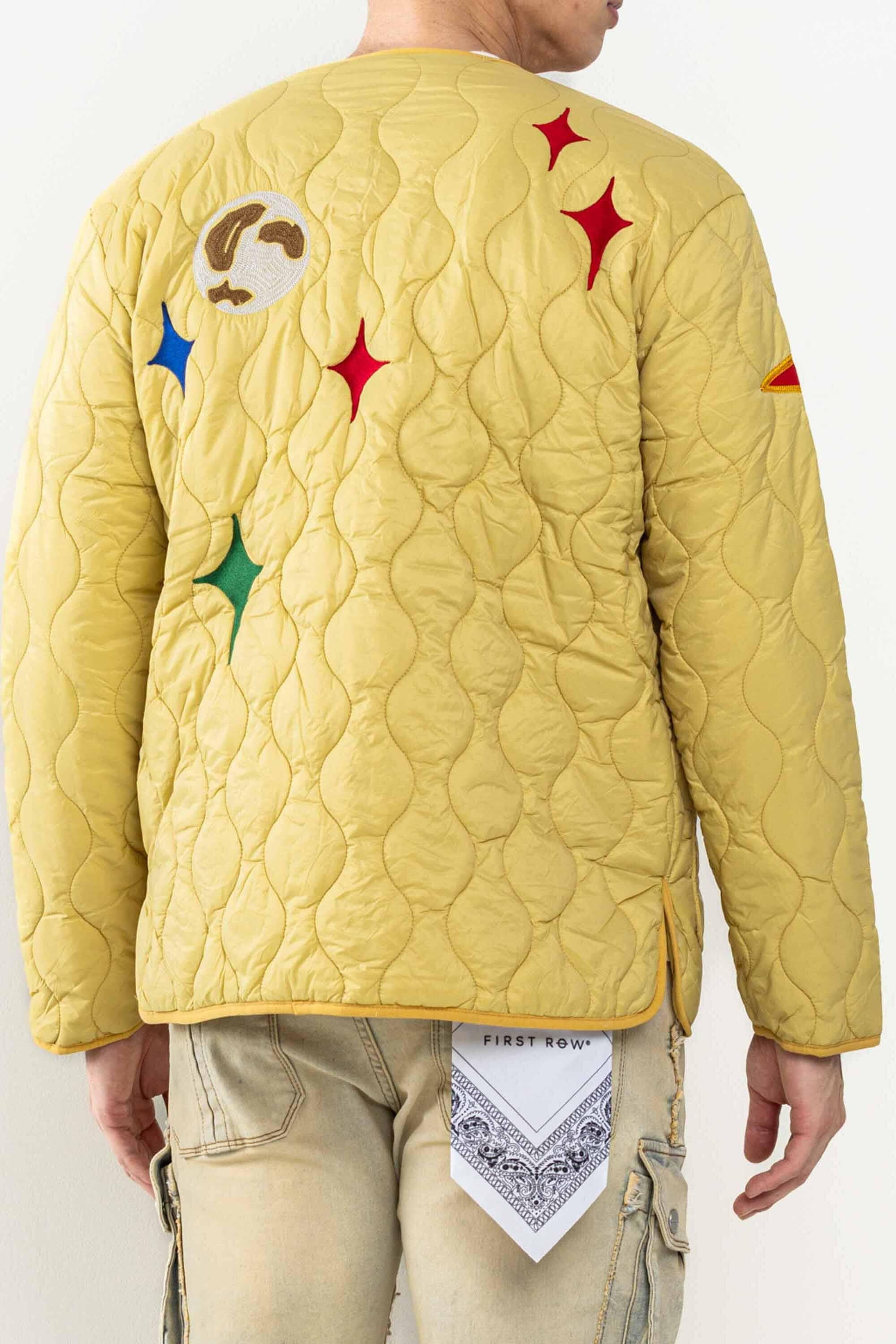 FIRST ROW VARSITY INSPIRED QUILTED JACKET MUSTARD