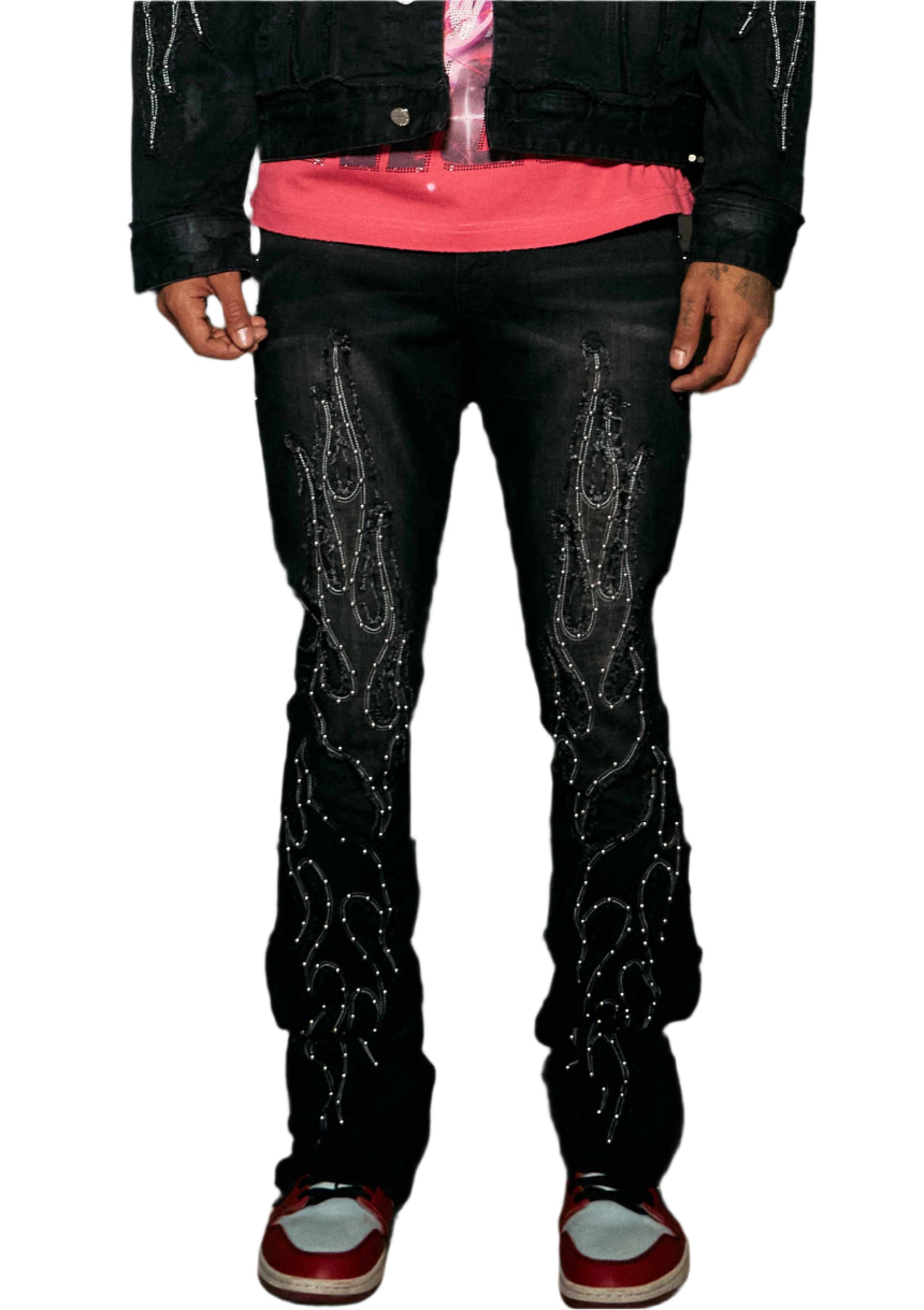 FIRST ROW STACKED FIT PANTS