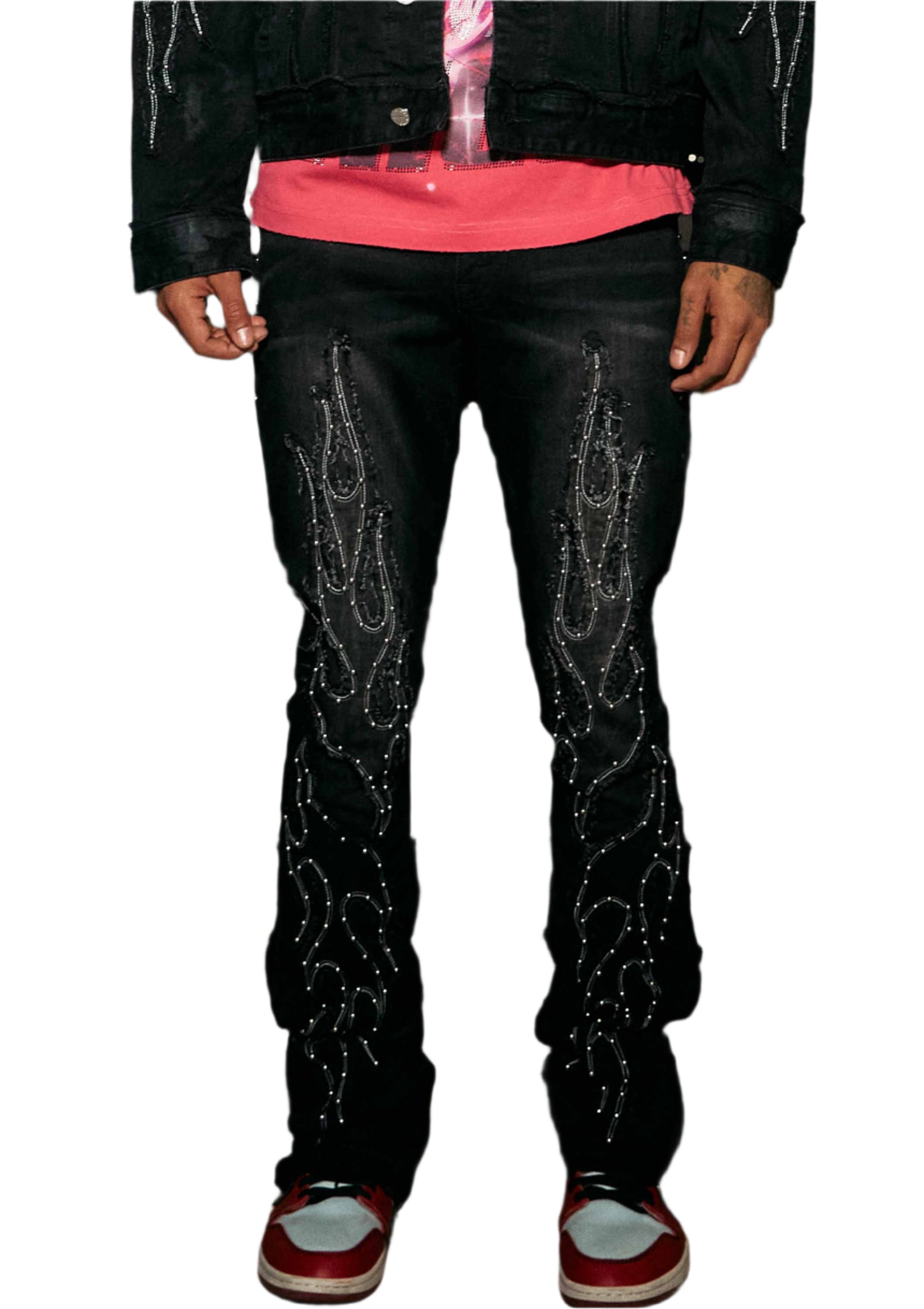 FIRST ROW STACKED FIT PANTS