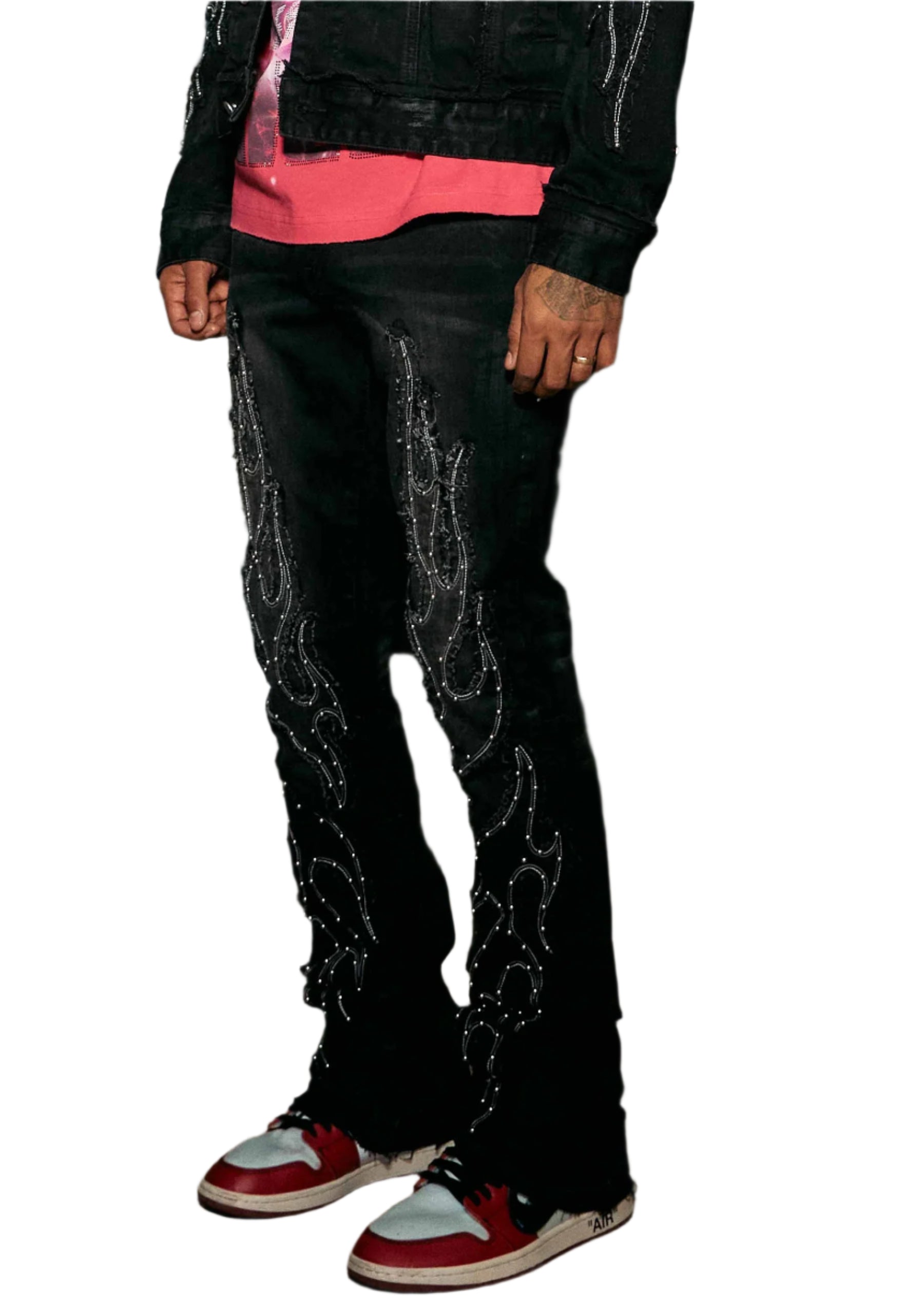 FIRST ROW STACKED FIT PANTS