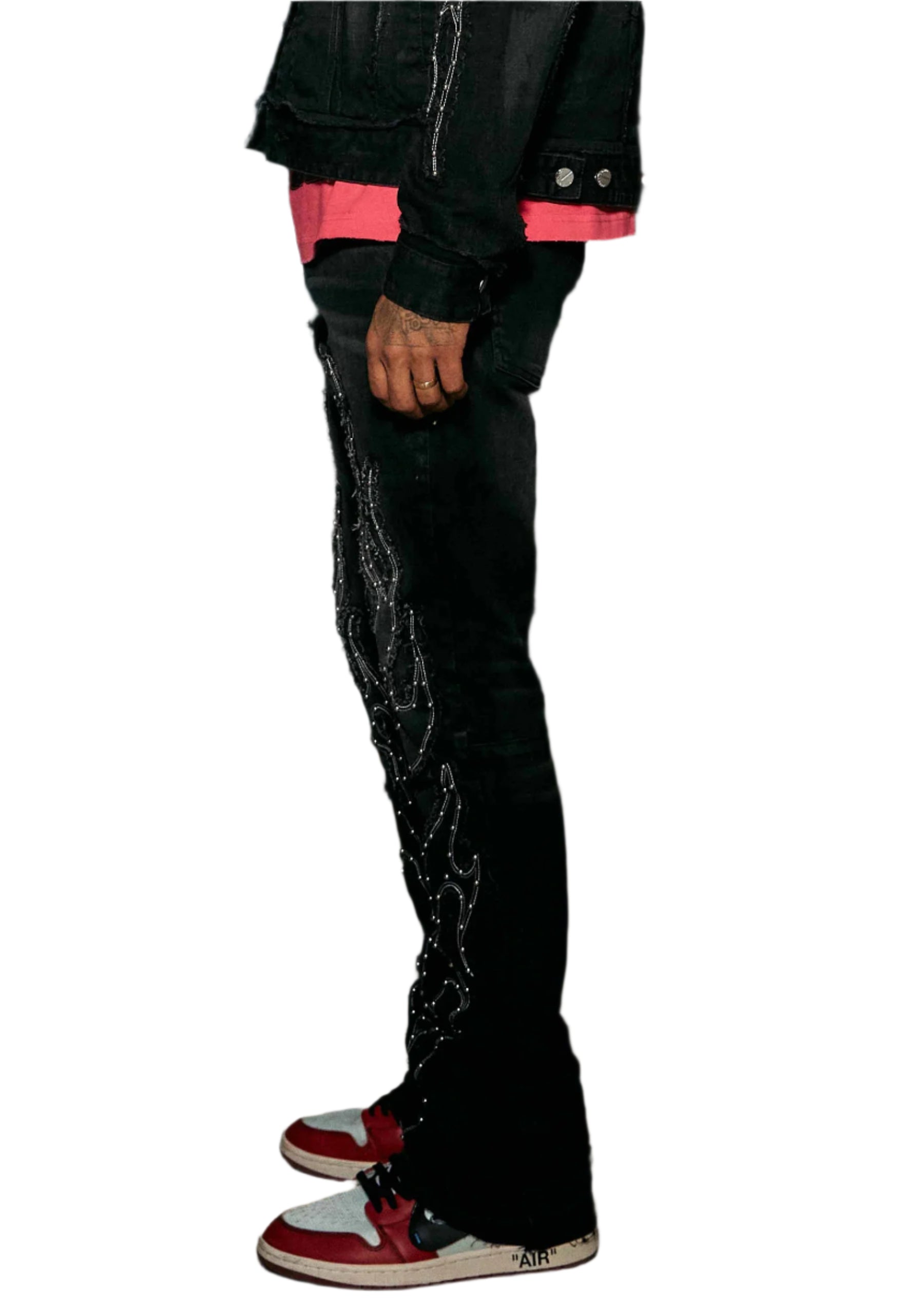 FIRST ROW STACKED FIT PANTS