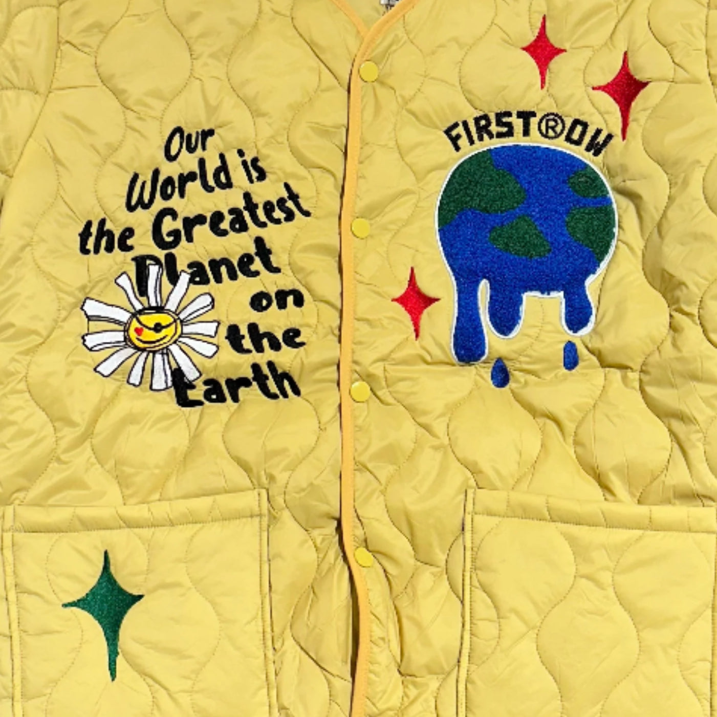 FIRST ROW VARSITY INSPIRED QUILTED JACKET MUSTARD