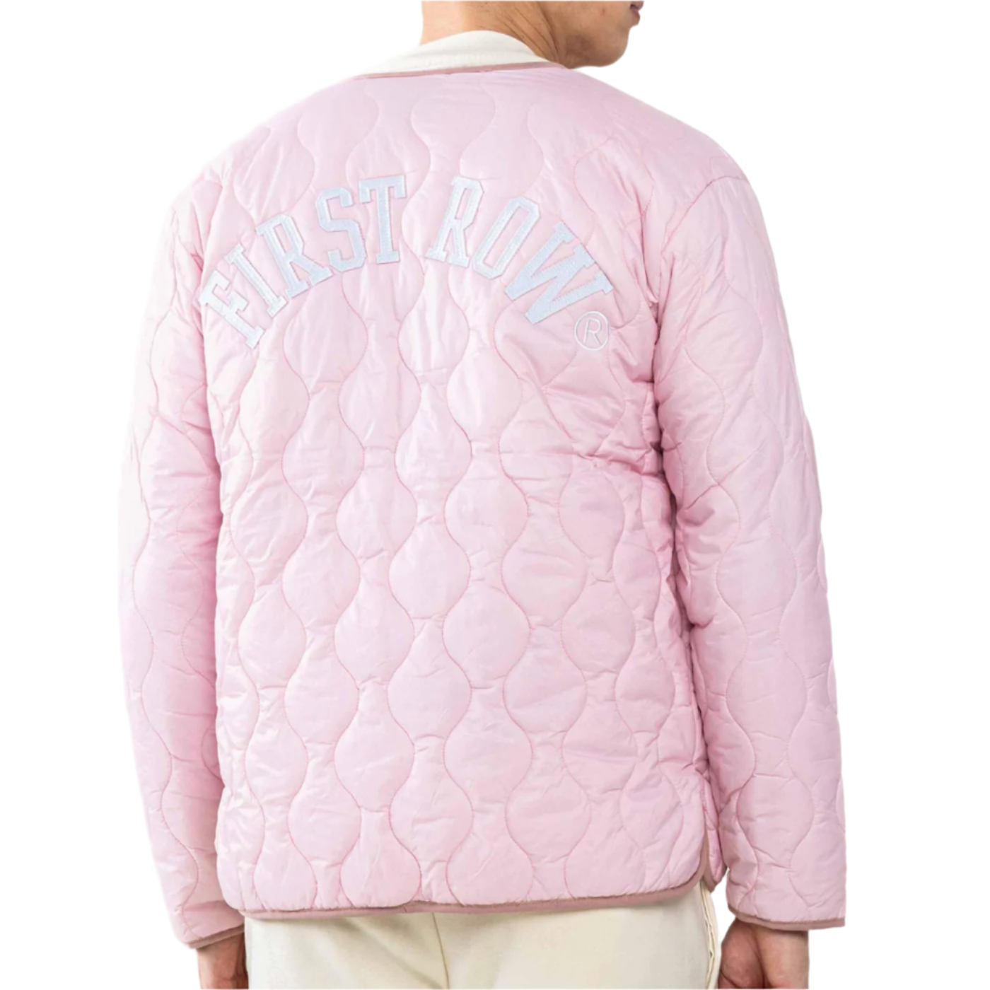 FIRST ROW VARSITY INSPIRED QUILTED JACKET PINK