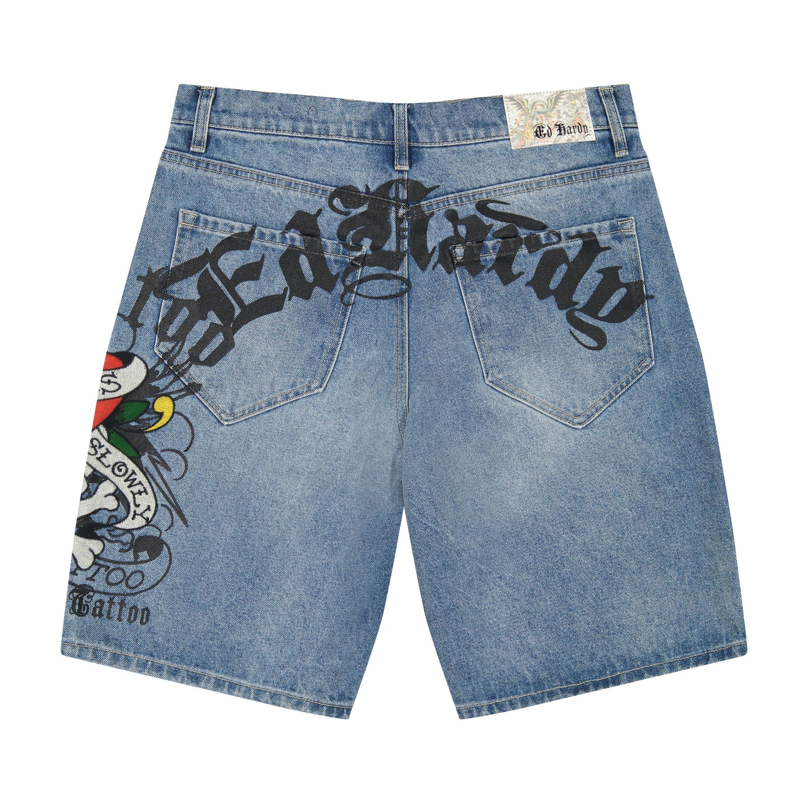 ED HARDY DG SKULL DENIM SKATER SHORT