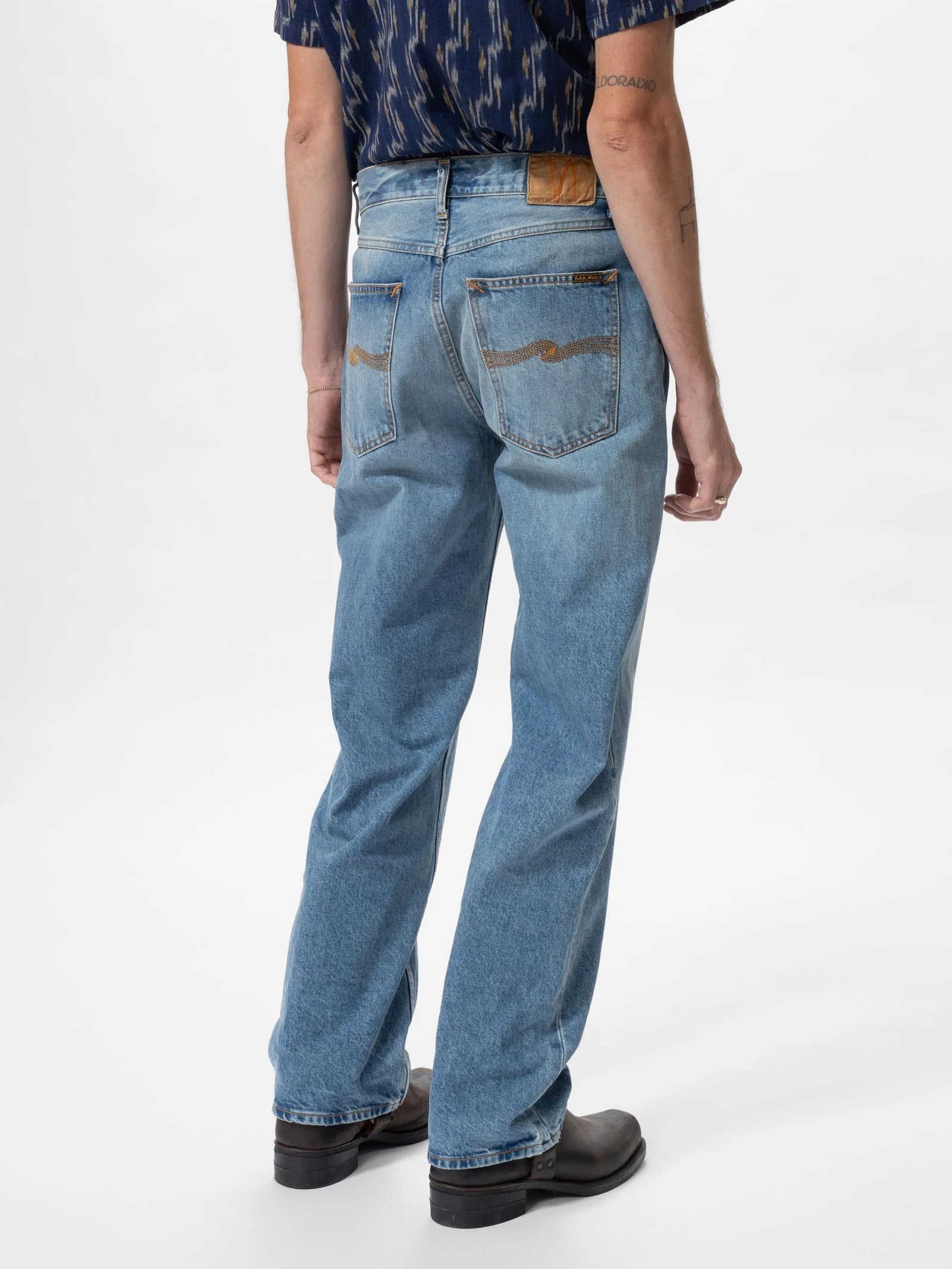NUDIE JEANS TUFF TONY WORN TREASURE COOL BLUE WASHED DENIM