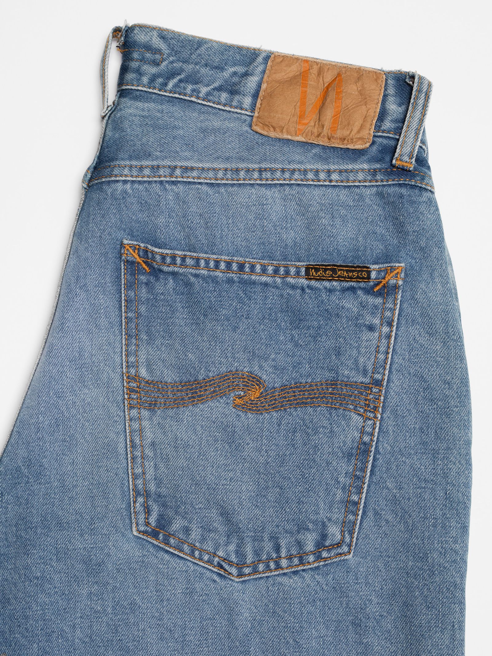NUDIE JEANS TUFF TONY WORN TREASURE COOL BLUE WASHED DENIM