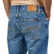 NUDIE JEANS GRITTY JACKSON DAY DREAMER MID BLUEN DENM WITH CONTRASTED WASH